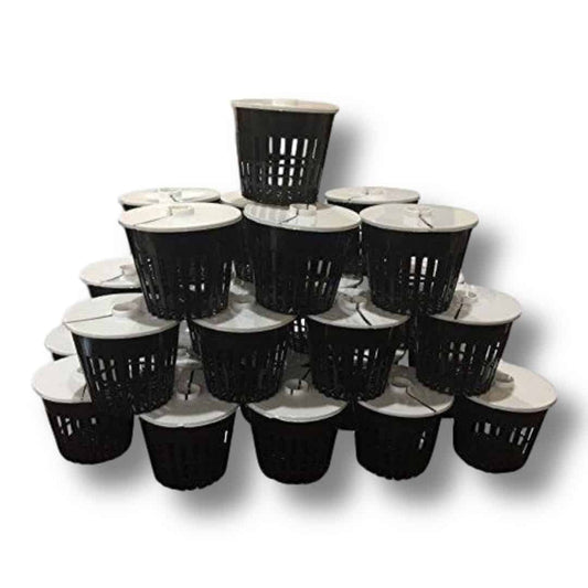 Net Pot 3 inch with Lids Mesh Hydroponic Aeroponic Orchid Round (25 Pack)-0