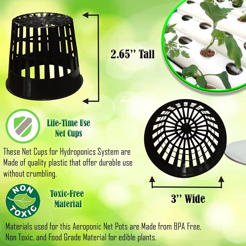Net Pot 3 inch with Lids Mesh Hydroponic Aeroponic Orchid Round (25 Pack)-3
