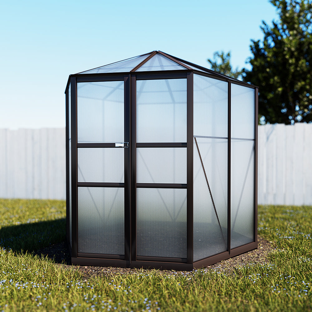 Greenfingers Greenhouse Aluminium 240x211x232 cm Green House Polycarbonate Shed-4